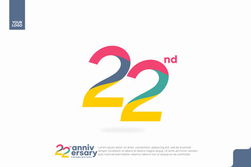 Number 22 logo icon design, 22nd birthday logo number, anniversary 22