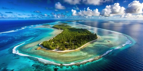 Obraz premium Aerial view of Palmyra Atoll, a remote U.S. Minor Outlying Island in the Pacific Ocean , tropical, remote