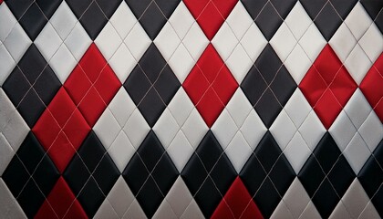 深い赤と落ち着いたグレー、黒、白が調和したアーガイル・チェック。クラシカルな印象を与えるシックで上品なデザイン。
