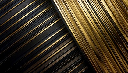 Fototapeta premium 黒と金の横ストライプが並ぶ豪華でエレガントなテクスチャ。ファッションやディスプレイで洗練された印象を引き立てます。 
