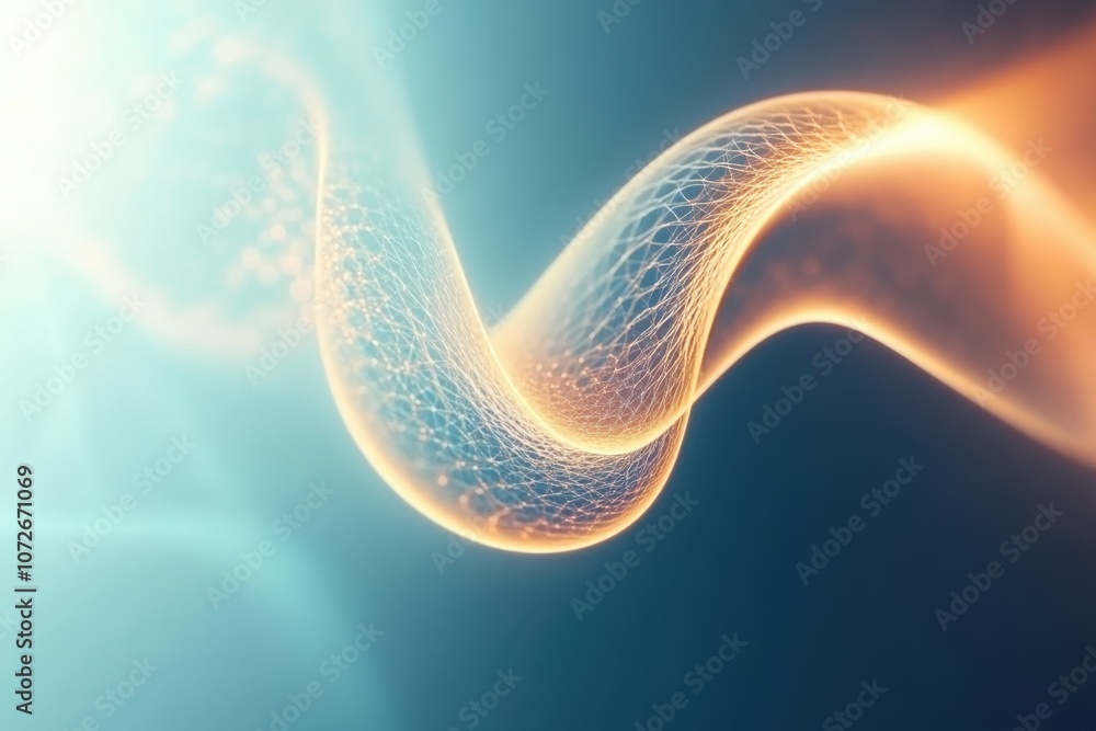 Poster captivating fractal patterns dancing gracefully in a luminous blue and orange wave of light