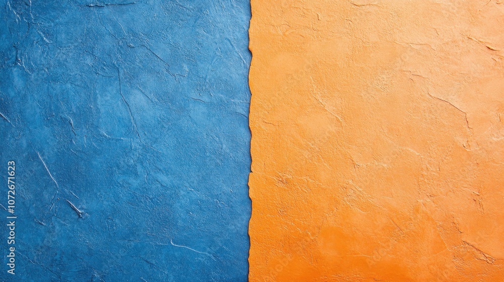 Poster vibrant cobalt blue and tangerine orange abstract texture blending creatively in visual harmony