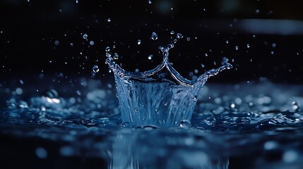 splashes of water on a dark background. drops of water