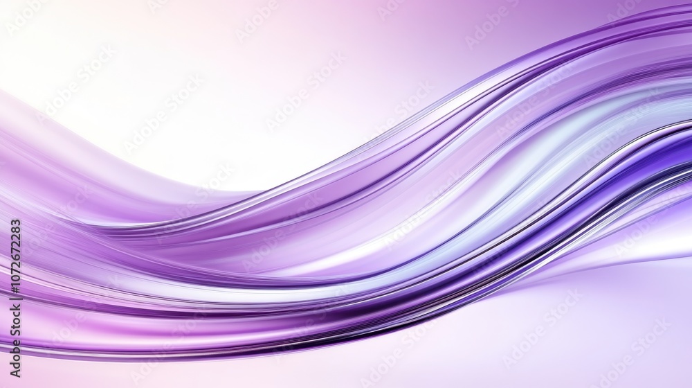 Poster elegant lilac and silver abstract waves creating a serene and calming atmosphere in modern design