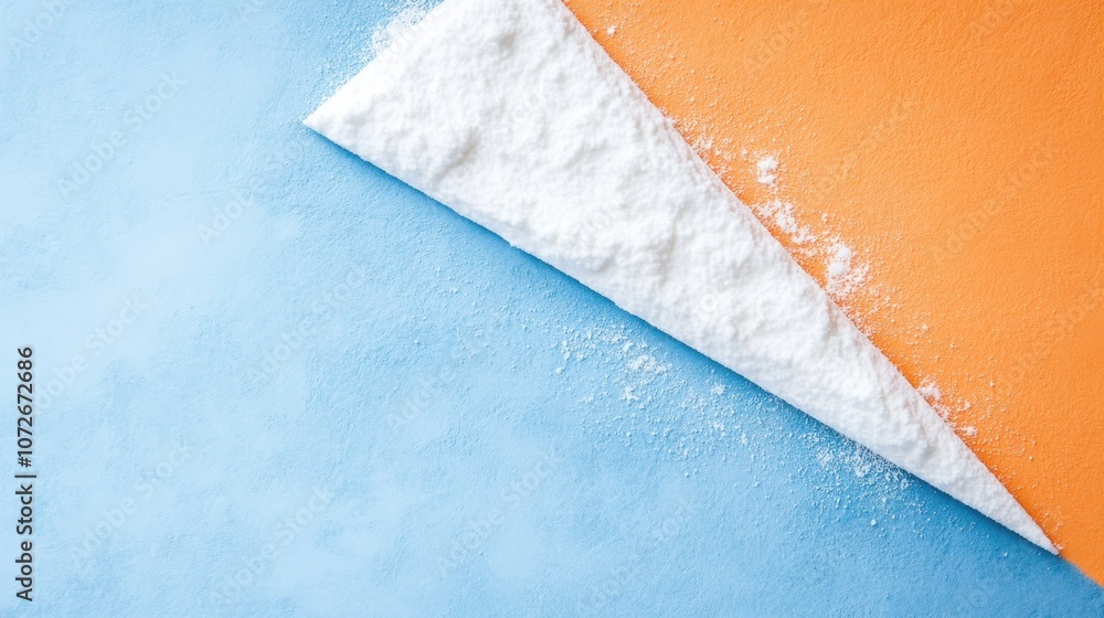 Poster an artistic blend of powder blue and peach orange creating a captivating abstract texture