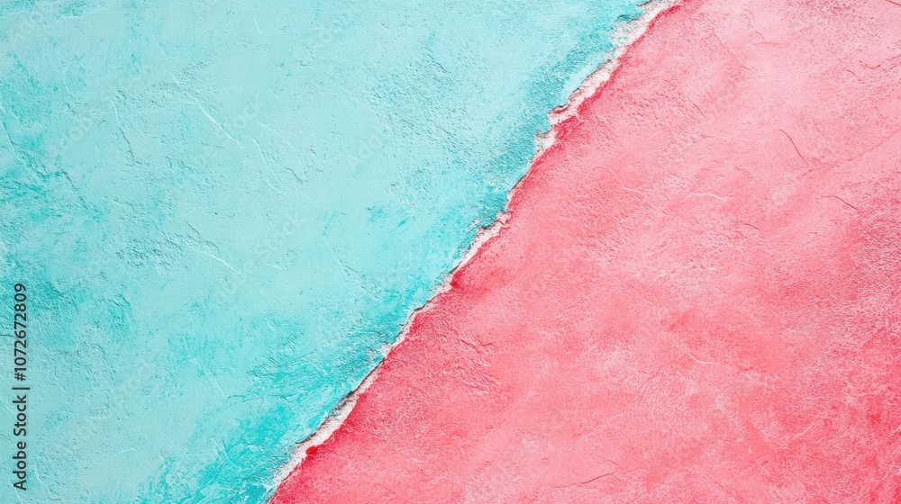 Leinwandbilder a vibrant fusion of ruby red and mint blue, creating an artistic abstract background texture
