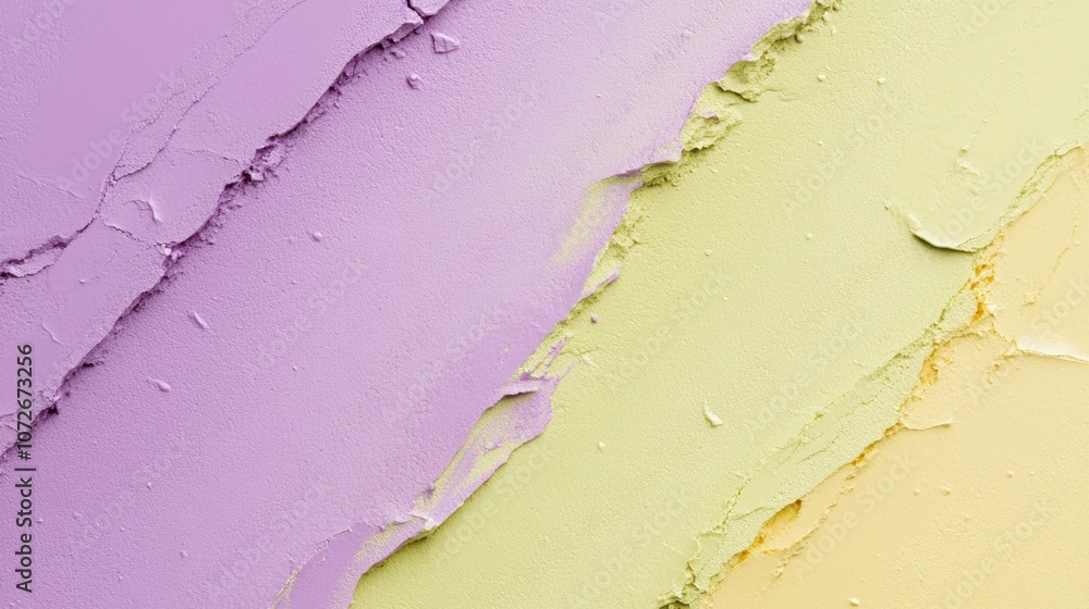 Poster a dynamic interplay of violet and lemon green textures evokes a sense of playful harmony