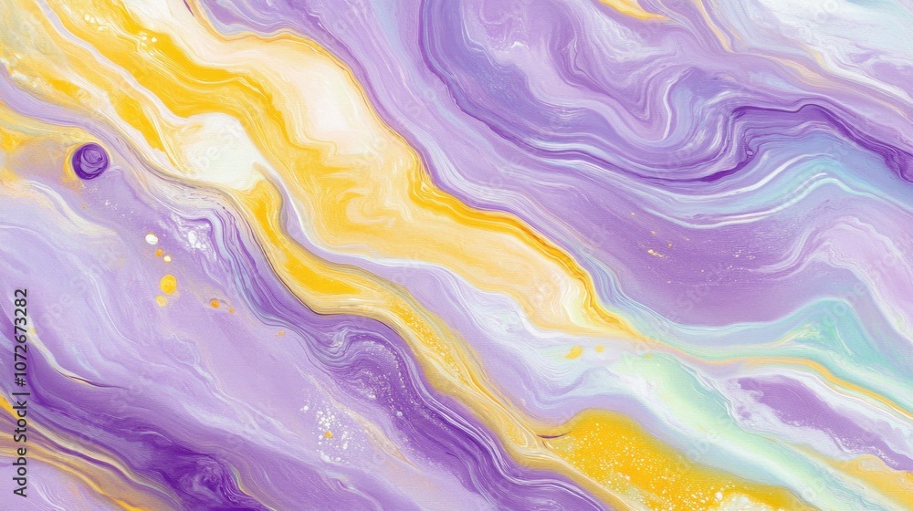 Poster Vibrant Swirls of Violet and Lemon Green Create a Captivating Abstract Texture in This Artwork