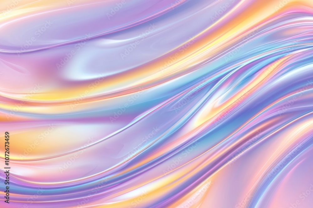 Poster exploring a vibrant abstract gradient background with liquid chameleon effects in pastel hues
