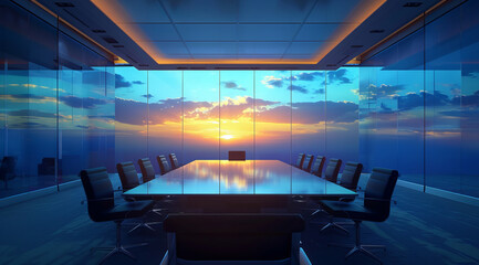 Corporate meeting boardroom. Place where banking and investment high level decisions are made