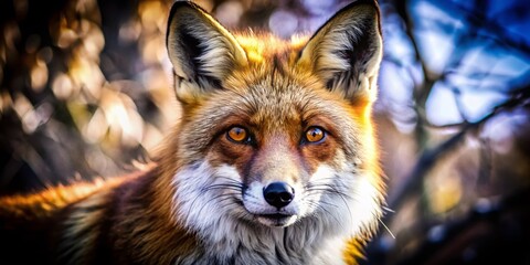 Obraz premium Captivating Portrait Photography Featuring a Majestic Fox in Artistic Style with Vibrant Colors and Detailed Textures for Nature Enthusiasts and Wildlife Lovers