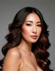 Naklejka premium Radiant Beauty: Asian Woman Portrait 