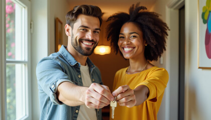 Happy Couple Receives House Keys