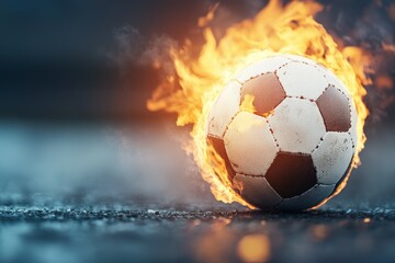 Naklejka premium A soccer ball is on fire
