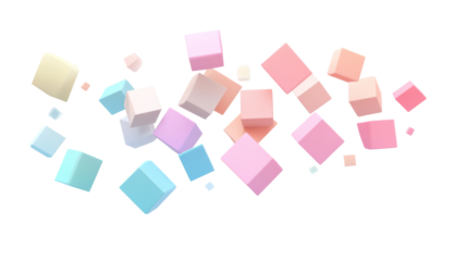 colorful floating cube on a transparent background