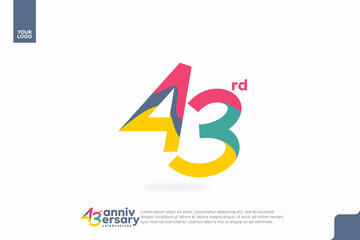 Number 43 logo icon design, 43rd birthday logo number, anniversary 43