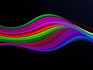 Colorful abstract wavy lines with rainbow gradient on dark background, colorful, colorful waves