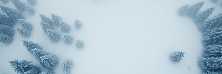 Obraz premium Snow covered evergreen trees in Lithuania after a winter blizzard, drone, Lithuania