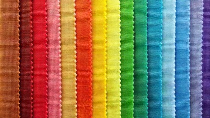 Fabric color palette with rainbow colors for clothes, featuring multi-colored cotton and linen fabric texture , rainbow, colors