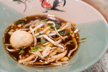 Close-up view of the delicious Pathumthani boat noodle.
