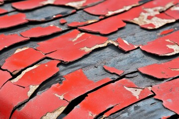 Exploring the Layered Beauty of Chipped Paint on a Vintage Car's Surface in Striking Red and Black