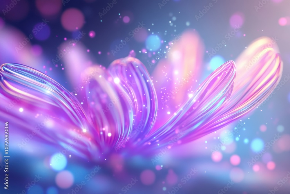 Poster a mesmerizing fractal kurlikyu blooms in vibrant colors against a shimmering backdrop at dusk