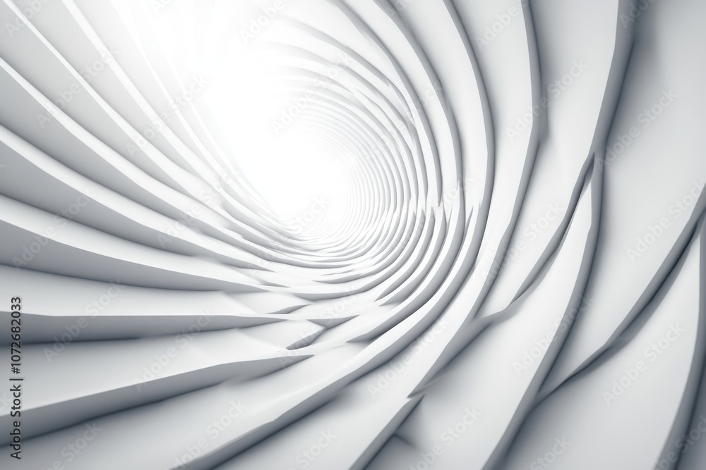 Poster exploring the mesmerizing depths of a fractal kurlikyu in soft white tones and flowing designs