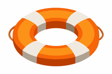 An orange lifebuoy ring isolated on a white background vector illustration