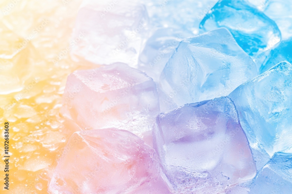 Aufkleber Melting Ice Cubes Reveal a Symphony of Soft Colors From Embedded Pigments in Flowing Patterns