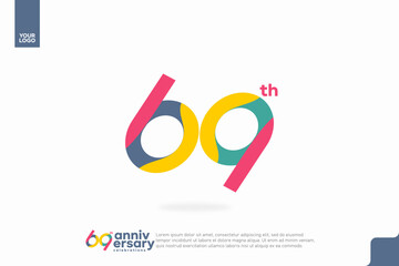 Number 69 logo icon design, 69th birthday logo number, anniversary 69