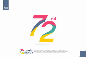 Number 72 logo icon design, 72nd birthday logo number, anniversary 72