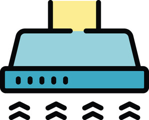 Simple icon of a kitchen extractor fan removing steam while cooking