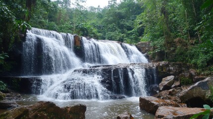 Obraz premium Waterfall in Lush Jungle