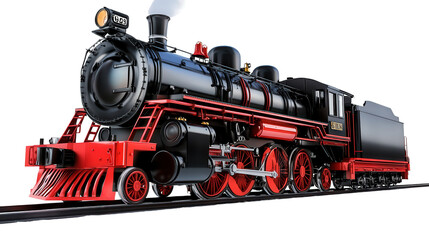 Fototapeta premium steam vintage locomotive train, isolated, transparent, png, background