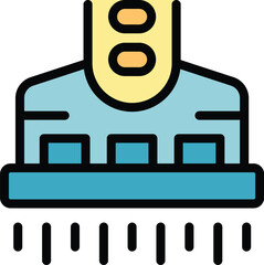 Electric shaver trimming hairs icon, cartoon style vector illustration