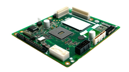 electronic circuit board with processor, motherboard, isolated, transparent, png, background