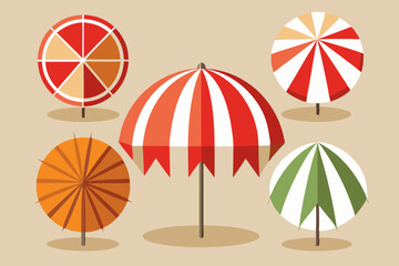 Set of beach umbrella design vector art illustration