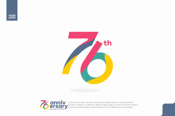 Number 76 logo icon design, 76th birthday logo number, anniversary 76