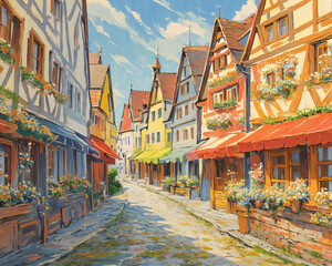 Obraz premium [ai art] small town in europe