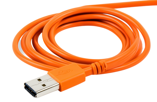 usb cable orange, isolated, transparent, png, background - Powered by Adobe