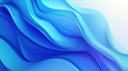 Fototapeta premium Abstract blue wave-like layers creating fluid flowing pattern.