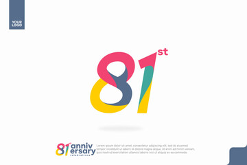 Number 81 logo icon design, 81st birthday logo number, anniversary 81