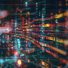 Abstract Representation of MD5 Hash Algorithm and Data Encryption - A Dark Thematic Concept