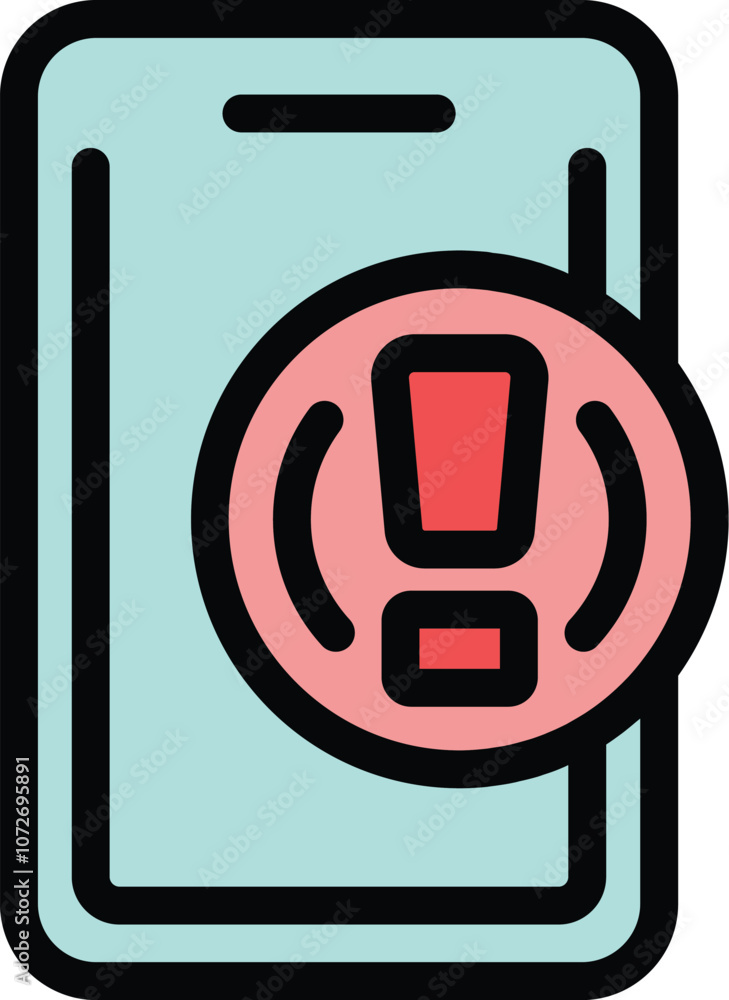 Poster smartphone is displaying a warning sign, indicating a potential security breach or system error that