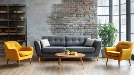 Stylish living room featuring modern furniture and a cheerful color palette.
