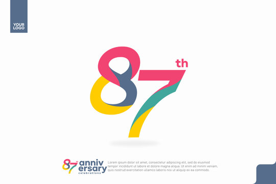 Number 87 logo icon design, 87th birthday logo number, anniversary 87
