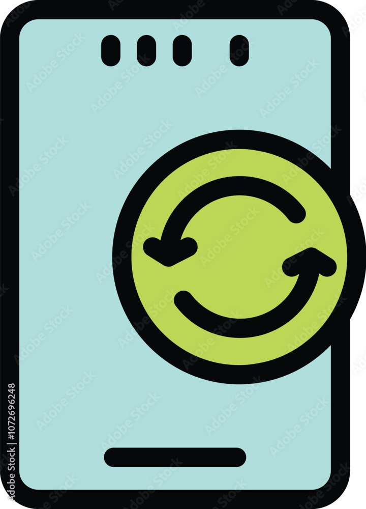 Poster smartphone is showing a refreshing icon for user interface design