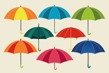 Obraz premium Set of different colored umbrellas vector art illustration