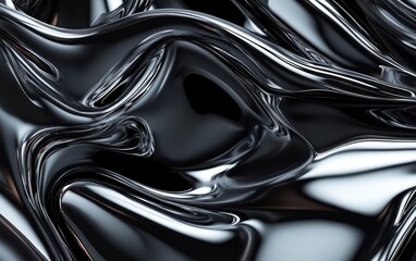 Fototapeta premium Abstract Black Liquid Metal Swirling Texture Background.