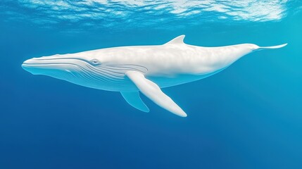 Obraz premium White Whale Underwater 3D Illustration Ocean Wildlife Marine Life Animal Sea Aquatic